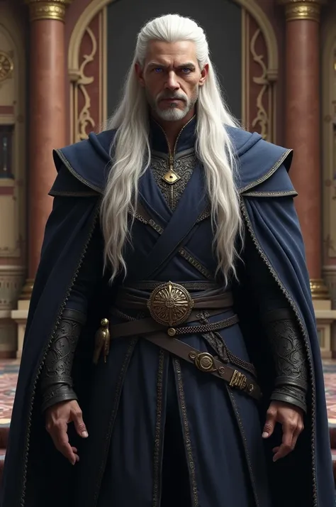 Targaryen man, muscles, purple eye, long straight show-white hair