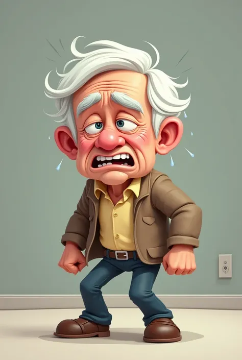 Old man with stress problems cartoon 