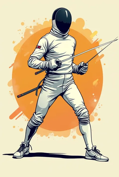 Vector illustration of a fencer full body, in comic style, vector comic