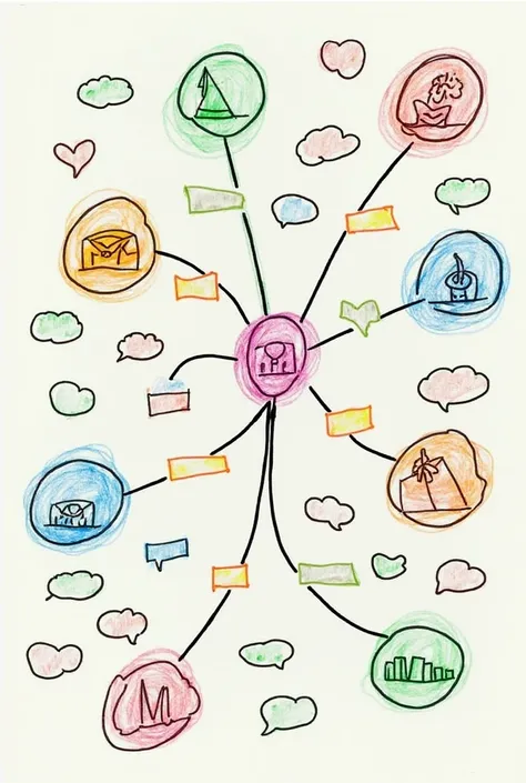 Create a mind map to organize their thoughts about the lesson and improve creativity. 1. Begin with the central concept 2. Add branches to the main concept 3. Explore topics by adding more branches 4. Add images and colors PE