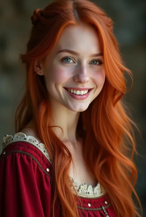 Smile of a red-haired medieval girl