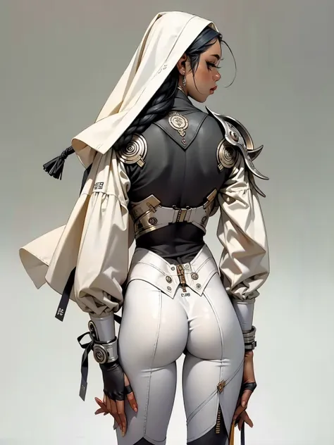 ((kizi negra))), kizi africana, (((skin black, darkskin))), (((white hair))), ((( nun suit ))), (((back view))), (((perfect ass)...