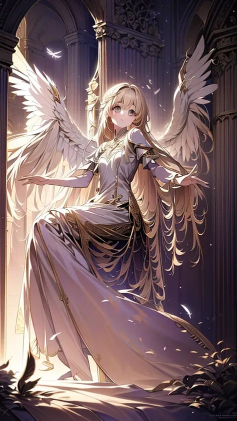 an imaginative artwork featuring a girl with two wings, evoking a sense of wonder and freedom, (artistic fantasy:1.1), (whimsica...