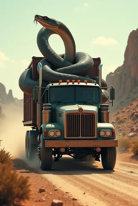 Truck carrying a big snake