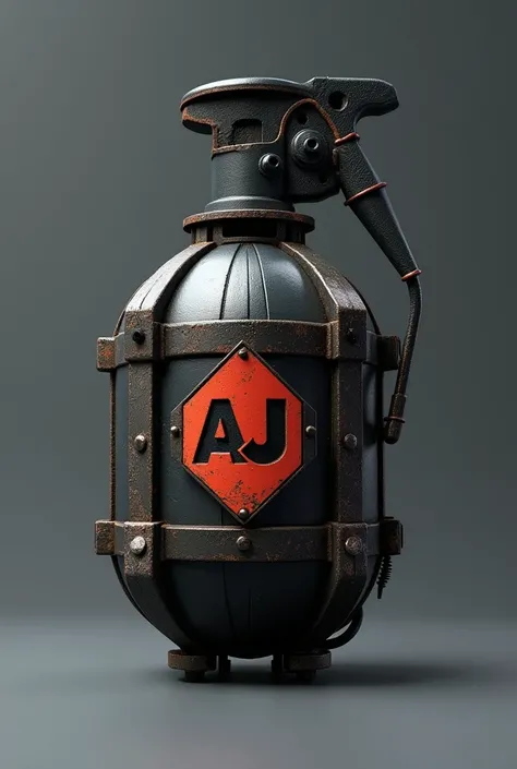 Image of a 3D bomb and a logo with the initials A and J