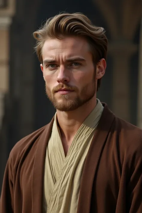 A handsome, short-haired, beardless Star Wars Jedi