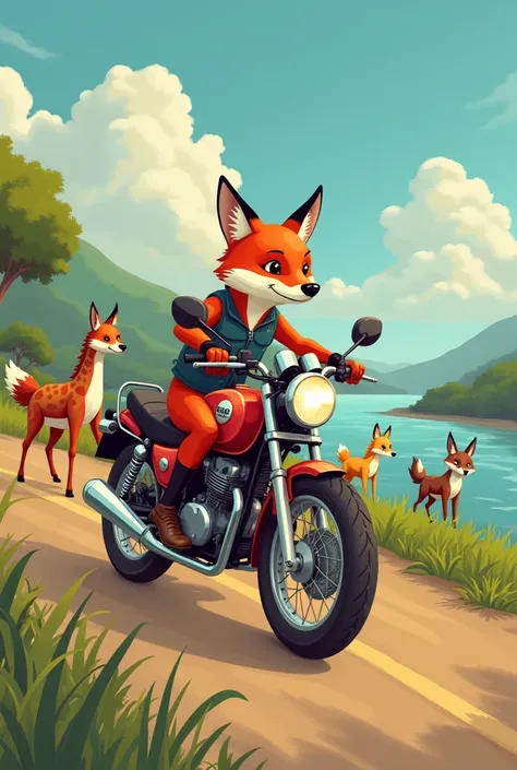 a band of friends that was made up of a hare, A snake, a hippopotamus, a giraffe, A nutria, and a fox loved to go out riding motorcycles, Even though everyone knew how to drive, there was always one, who had more experience to be able to cross different ob...