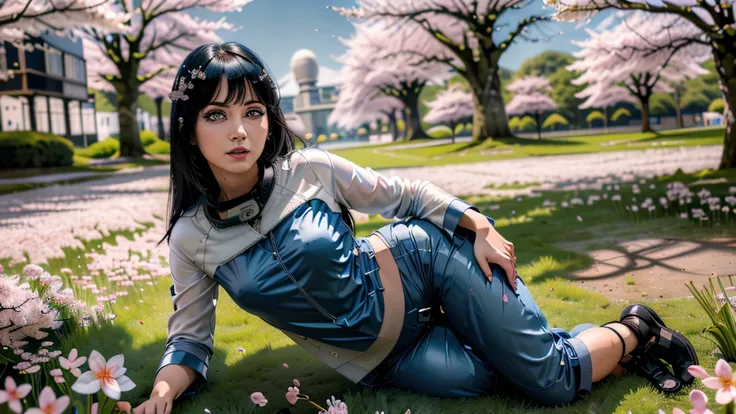 H1N4T4, 1 girl, hyuuga hinata, standing alone, (realisitic:0.5), work of art, standing alone, (best qualityer, perfect detailed, beautifully detailed Face, detailed eyes), shining bright, ray tracing, DOF, HDR, gradient eyes, sharp eyelash, ((eyelash)), ma...