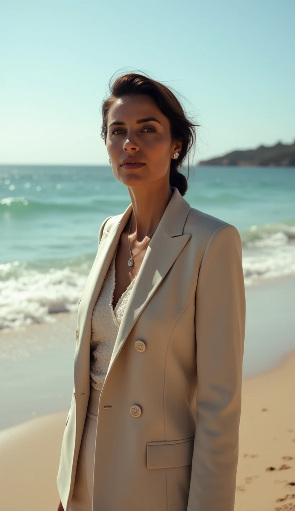 Minister Rachida Dati at the beach