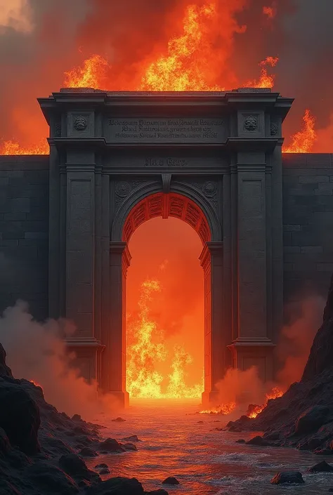 Hells Gate: The entrance to Hell is marked by a monumental gate with an inscription warning of the horror that lies within. The inscription says: "For me you go to the suffering city, / for me you go to eternal torment, / for me you go to the loss of your ...