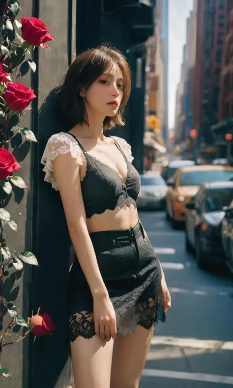 girl,1 female, Delicate eyes,Delicate face , Thigh details, On the streets of New York, Detailed background, Movie Shadows, Dramatic Lighting by Bill Sienkiewicz,XXMix _girl, Aesthetic portrait, Low angle shot of cowboy, Tight vest, (Field of Roses :1.4),
...