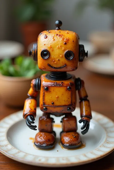 Roasted robot in plate