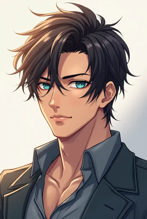 Handsome  male (draw in a realistic anime style)