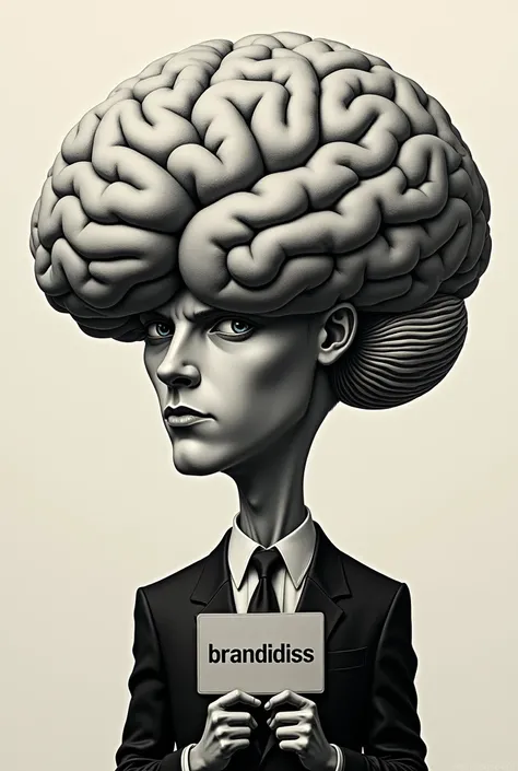 front face man Brain Head with sign braindiss letter