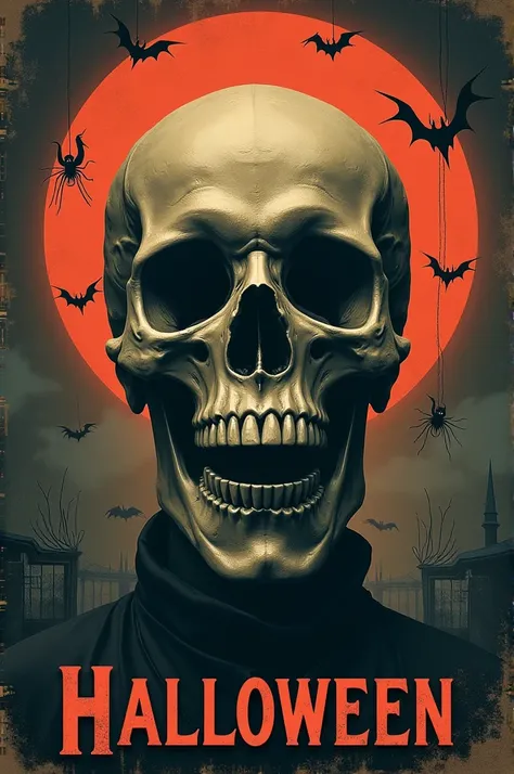 Halloween skull poster retro 