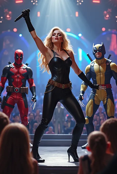 Madonna ciacone singing on stage for wolverine and deadpool