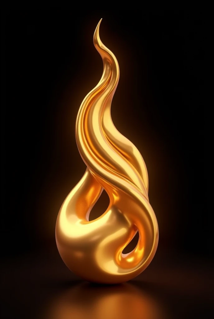 Gold plated 3D flame, with black background