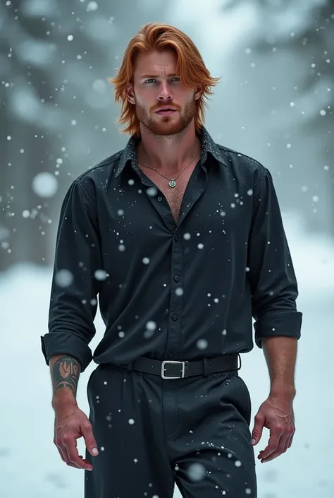 In the heavy snow, a man was wearing only a black shirt and trousers.，The red-haired man with a mullet still stood straight，Although he was seriously injured, even if there was a little blood on his face, it couldn&#39;t hide his stunning handsomeness.！