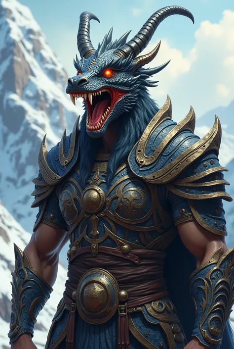 A Norse warrior with an anime-style dragon helmet