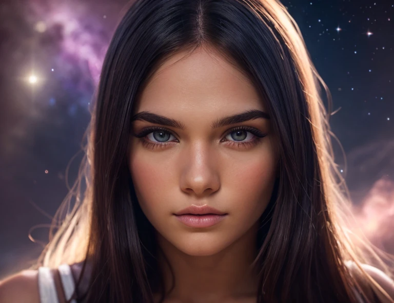 Masterpiece, Superb Girl (Meagan Fox, age 20), Cute Girl, Bust, High Detail Eyes, Perfect Eyes, Portrait, High Detail Face, Same Eyes, Glare, Rainbow Color, Global Illumination, Soft Light, Dream Light, Digital Painting, 8K Close-up, Fantasy, Night Sky, St...