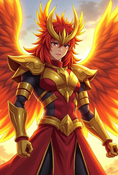 Generates an anime character named Ikki from the anime Saint Seiya and has the Phoenix armor equipped 