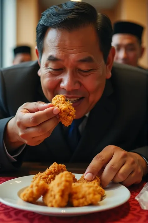 Indonesia president Prabowo eaten fried chicken 