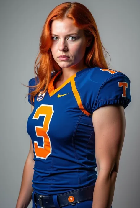 A photo of Annabelle Stewart, a kicker for the female Tennessee Volunteers football team. Number 3. Busty Redhead