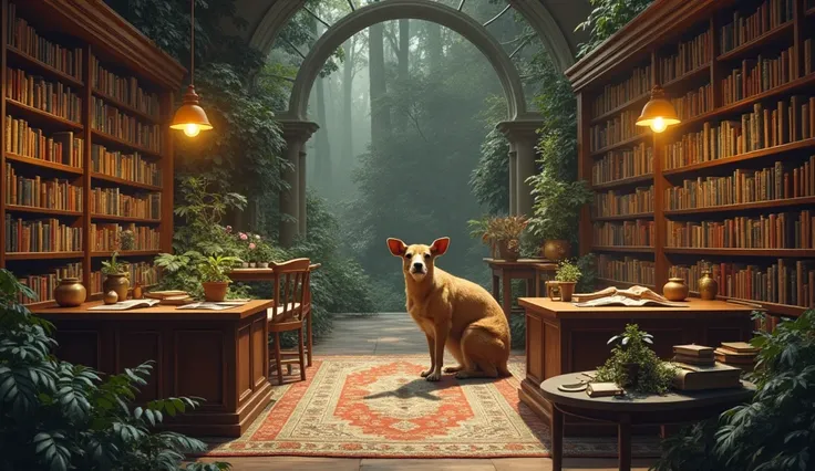 A library full of animals