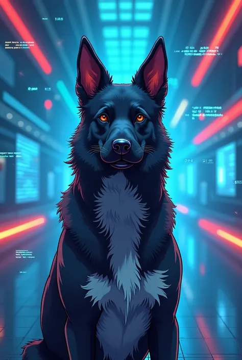 Illustrated dog protecting password for cyber security measures