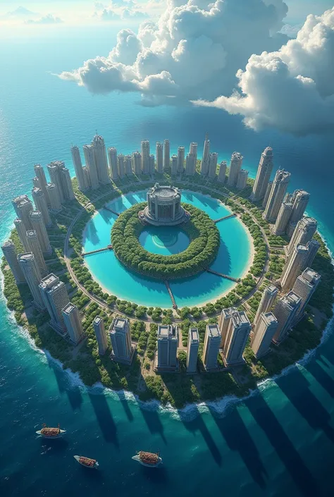 Atlantis、prosperity、Many people、Big city、A big city on the sea、Urban islands々々々々、civilization、Super Science City、Advanced、Ring-shaped continents、A large city spread out in concentric circles