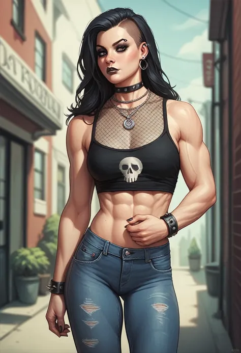 muscle woman goth  small jeans