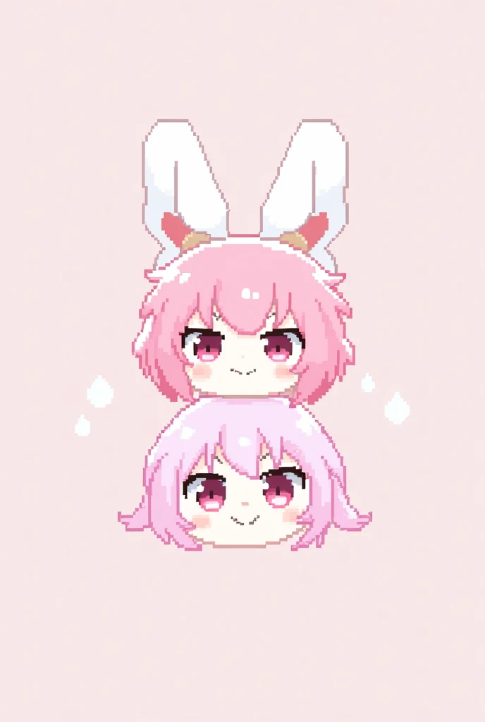 pink hair, white hair, big, light pink eyes, white skin, pixel character, Bunny Girl
