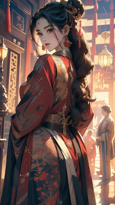 The handsome fake eunuch, the male lead, and the smart female lead, Jia Jia. The male lead has a red dragon robe and a swaying figure. The female lead has a beautiful face. The majestic palace architecture is magnificent. The palace interior is full of flo...