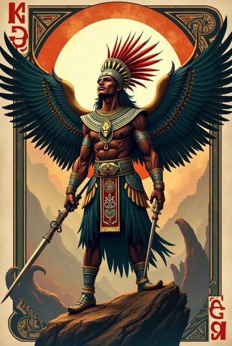 Mexican eagle warrior playing card 