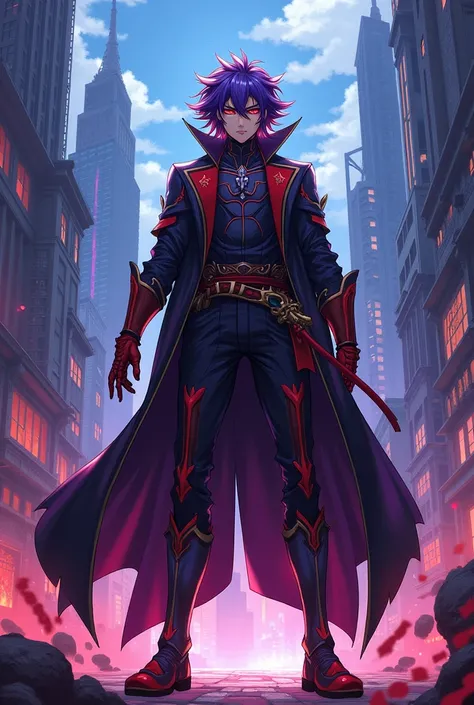 Genshin Scaramouche in the style of My Hero Academia 