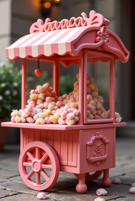  une vendeuse de bonbon avec un chariot pour vendre stylise