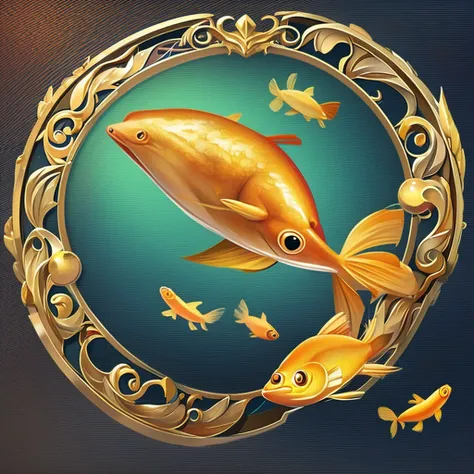 gold，fish，goldfish，Front view，Game Icon