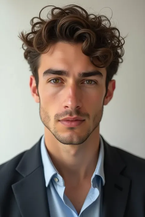 create a realistic male psychologist, recent graduate in psychology. with very short and formal hair, curly type 4a with receding hairline. thin eyebrow. offwhite, with medium to thick lips and brown hair.

Focus on very short hair with type 4 curls and re...