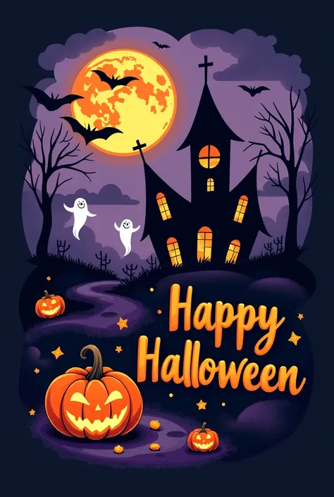 Creating a Halloween-themed T-shirt design that appeals to American aesthetics involves capturing the festive spirit and playful nature of the holiday. Here are some refined English prompts for your design:

Halloween Icons: Incorporate classic Halloween i...