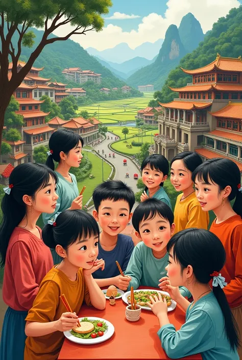 Idea: The paintings will carry images of the country, people, and culture of Vietnam. The images show interaction, solidarity, and learning between the two groups of Vietnamese and Japanese students.