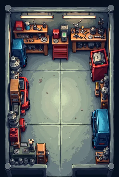 Inside Garage layout pixel art 72x72 