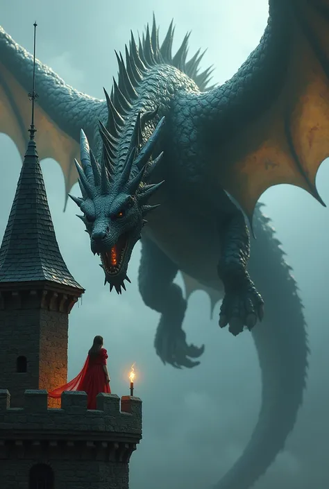 A large dragon with many spikes and sparkling scales all over its body flew up to the highest tower of the castle.. Soon, Behind the Walls, noise was heard from the flapping of its huge wings and gusts of heat. "That evil dragon again", - thought the princ...