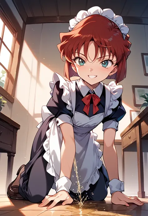 masterpiece,high resolution,highest quality,8k(detective conan,ai haibara) (7-year-old girl,,flat chest,short,red hair,short hai...