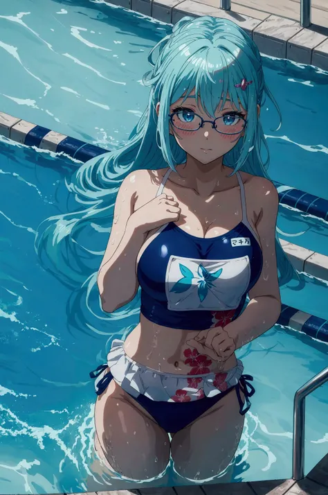 プールでスクールSwimwearを着た, Enchanting anime girl, Anime Moe Art Style, Swimwear, Highly Detailed Art Gem 4K Anime Wallpaper, Beautiful and detailed anime art, Beautiful anime artwork, Beautiful Anime Girls, Attractive anime girl, is wearing a Swimwear、School swi...