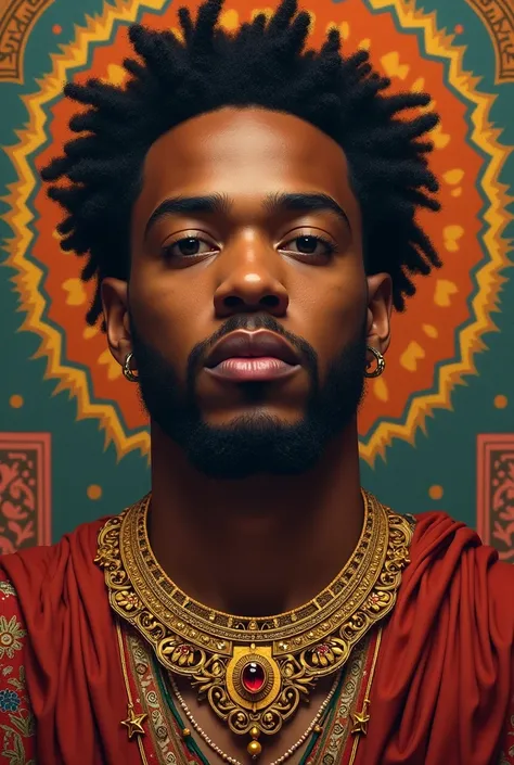 Kendrick lamar as indian  with  golden necklace 