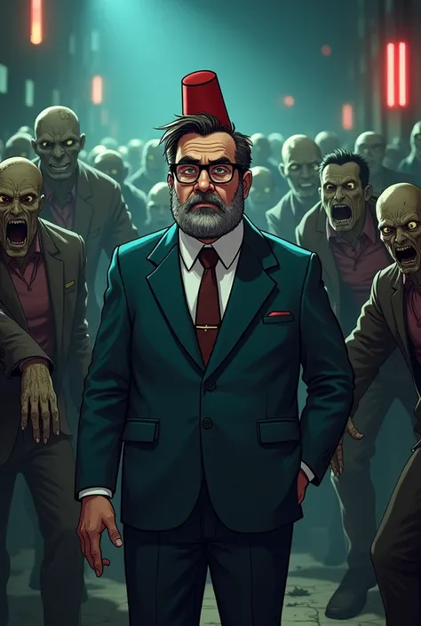 steve carell cosplaying stan pines while fighting zombies
