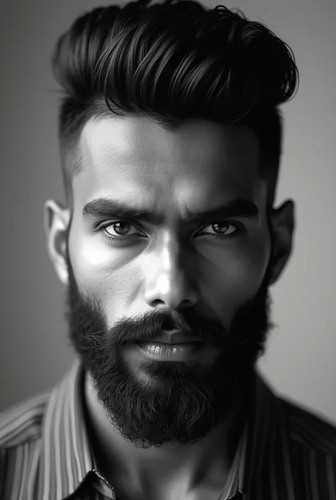 Kerala man with good hairstyles and beard in black and white 