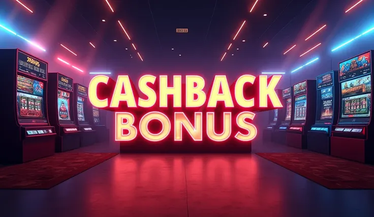 Title: cashback Bonus, casino and sports games background, casino website promotion,