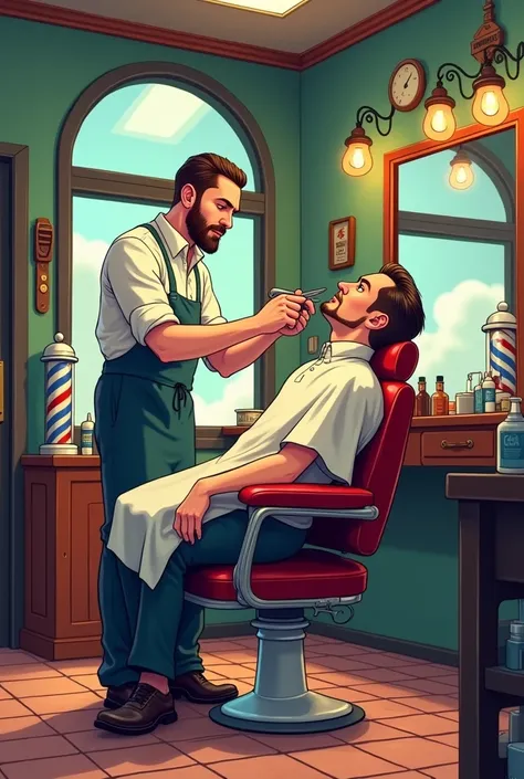 Barber drawing Cartoon old School 