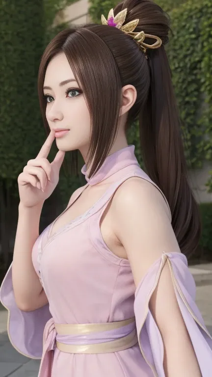 Diaochan from Sangoku Musou 8,Super realistic,hair ornaments,Perfect Diaochan costume,twin tailasterpiece、1 cute girl、17 year old high school student、smile,fine eyes、puffy eyes、bright outdoors,Bright downtown、highest quality, 超High resolution, (reality: 1....